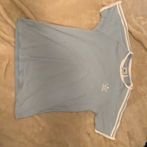 Adidas light blue stripe t-shirt